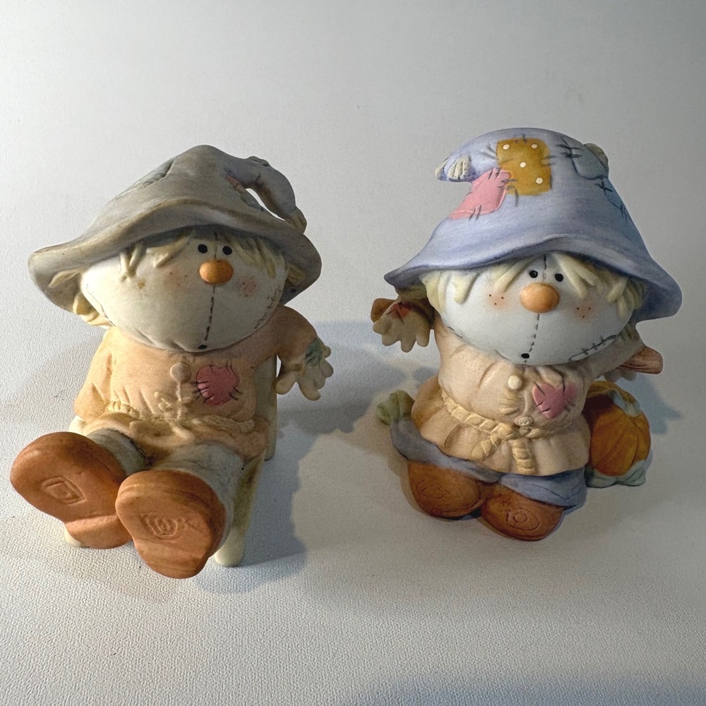 Vintage 1984 Bumpkins Fabrizio George Good Ceramic Scarecrow Figurines Set of 2